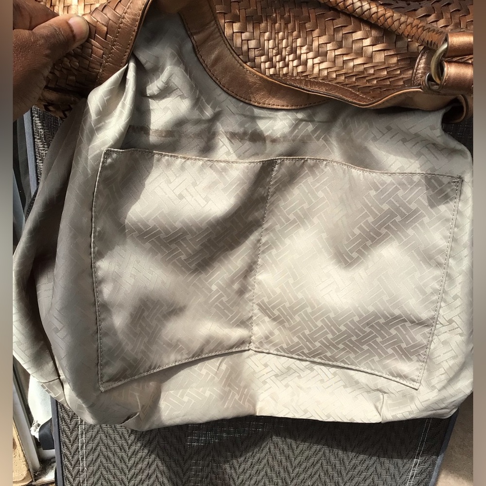 ❌SOLD❌ Cole Haan Genevieve Bronze Leather Woven Hobo Shoulder Bag - Picture 8 of 11
